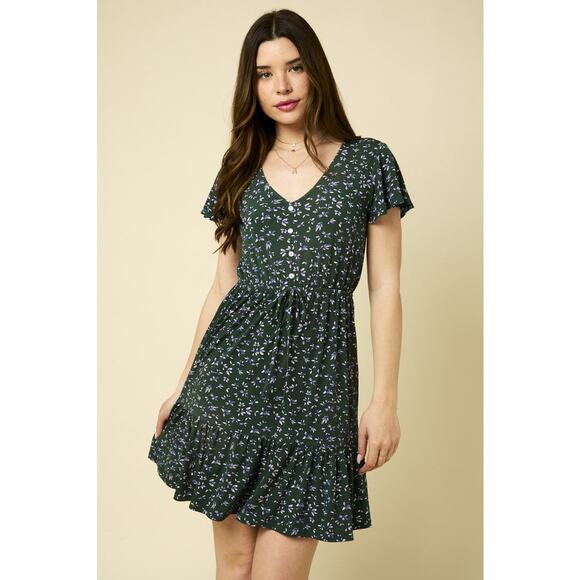 Gilli Green and Blue Floral Dress Womens M New Spring Summer Style#D17155H - Picture 1 of 16